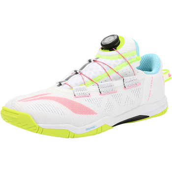 李宁（LI-NING）乒乓球鞋羽毛球鞋MAGE系列BOA旋扣比赛鞋男女 标准白/荧光晶红 44