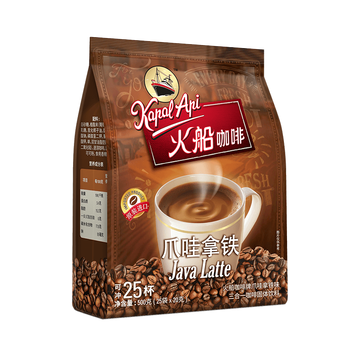 火船 特浓三合一速溶咖啡 原装进口 拿铁咖啡25条500g 冲调饮品