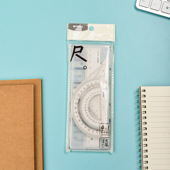 晨光（M&G）金属尺子学生用多功能直尺铸铁15cm三角尺带波浪线套尺 ARL960U8 4件/套