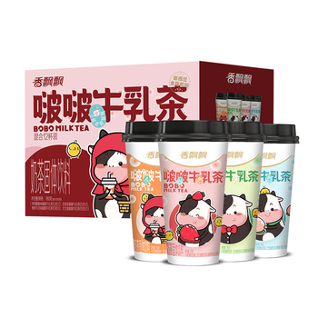 香飘飘奶茶啵啵牛乳茶混合口味65g*12杯礼盒装0植脂末0反式脂肪酸冲饮料
