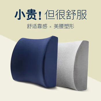 皮尔卡丹（pierre cardin）方形记忆棉腰靠 靠背办公室汽车学生椅子靠垫腰托腰椎靠背垫 青
