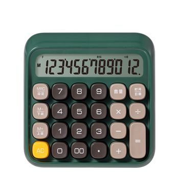 得力(deli) 圆点高按键语音计算器 12位数字宽屏显示 高颜值学生/办公用品 绿色TE26