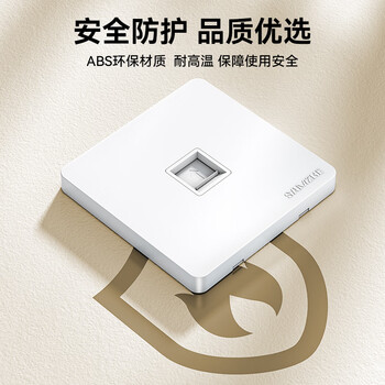 山泽网线网口网络面板 通用超五/六/七类模块加厚86型面板 适用电脑房间网络插座 一位 WAN-01