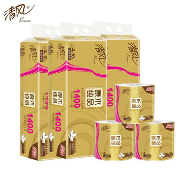 清风有芯卷纸 金装4层140克*30卷 卫生纸卷筒纸 纸巾卷纸