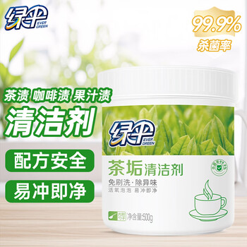 绿伞茶垢清洁剂去茶渍果汁渍茶壶具咖啡机清洗剂500g