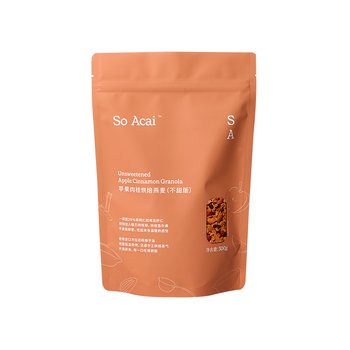 SO ACAI苹果肉桂不甜版烘焙燕麦片坚果即食格兰诺拉麦片营养健康早餐300g