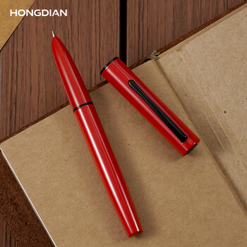 弘典（HongDian）金属钢笔高颜值书法练字财务尖学生办公 现代红 EF尖0.38mm