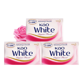 花王(KAO)香皂3块装 原装进口white玫瑰红 清新花香肥皂沐浴皂