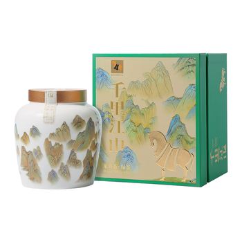 八马茶业 明前龙井茶礼盒 特级龙井茶叶送礼 钱塘龙井160g 2026年明前瓷罐装 绿茶 千里江山