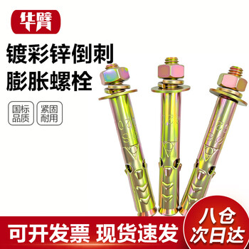 华臂 碳钢彩锌膨胀螺丝外膨胀螺栓膨胀管加长螺丝钉 彩锌膨胀丝 6*60（10个）