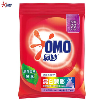 奥妙 洗衣粉 亮白焕彩2.7KG 不伤手 去渍无残留+湿巾1片装