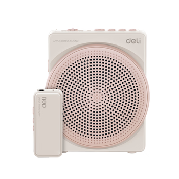 得力（deli）10W小蜜蜂有线款扩音器音箱小喇叭腰挂麦克风导游蓝牙插卡喊话神器讲课高音量教师生日礼物粉