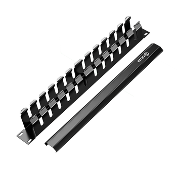 毕亚兹 理线架12档24口 工程机网线跳线理线架 加厚金属19英寸 1U机架式网络机柜线缆管理器整理器梳理器