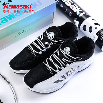 川崎（KAWASAKI）羽毛球鞋男女款减震耐磨运动鞋熊猫B3327白色/黑色 39