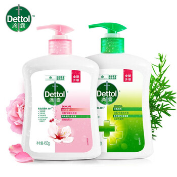 滴露（Dettol）健康抑菌洗手液滋润倍护清洁 滋润倍护450g+经典松木450g