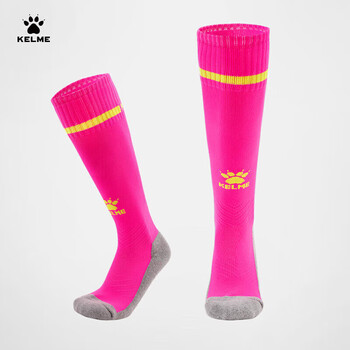 卡尔美（KELME）儿童足球袜长筒青训高筒足球袜子防滑专业训练球袜 荧光粉荧光绿