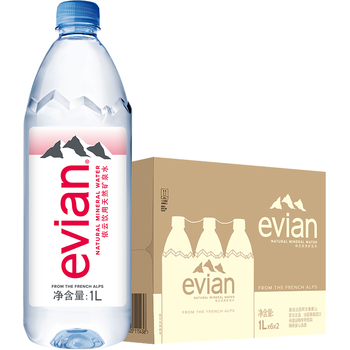 依云（evian）矿泉水 1L*12瓶 饮用水 高端矿泉水 法国进口 会议商务用水