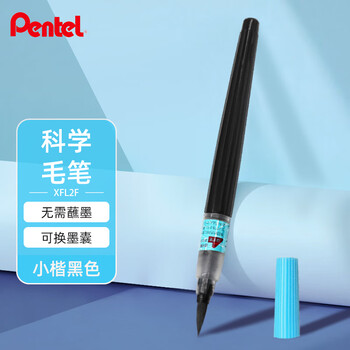 派通（Pentel）科学毛笔 小楷书法软毛笔练字书写 可换芯毛笔 XFL2F 黑色