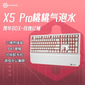 黑峡谷（Hyeku）X5Pro无线蓝牙有线三模键盘108键PBT键帽桃桃气泡水凯华BOX玫瑰红轴