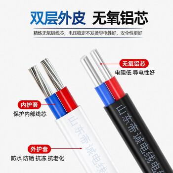 鲁诚讯 ZCBLVVB2*6铝芯电线6平方户外2芯铝线电缆线100米