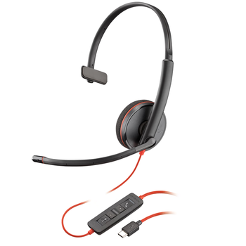 博诣 POLY惠普C3210-C/A单耳有线耳机 头戴式办公话务耳麦 降噪麦克风