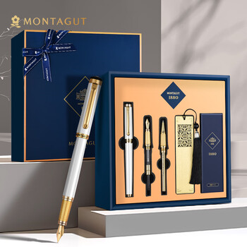 梦特娇（MONTAGUT）【马年礼物】钢笔签字笔美工笔送老师书签墨囊高端商务送礼套装学生钢笔永恒系列白色