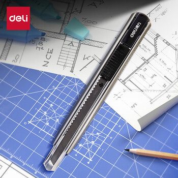 得力(deli)黑刀片美工刀 安全自锁功能裁纸刀 2036S