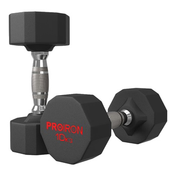 PROIRON普力艾 包胶哑铃男士家用哑铃健身十二边环保哑铃套装 10KG*1对