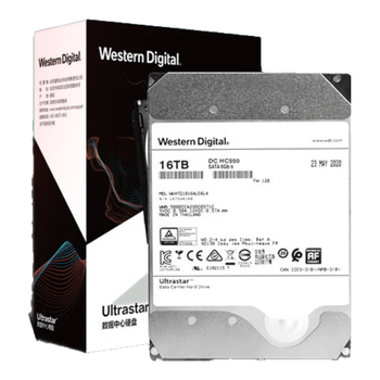 西部数据(WD)16TB企业级氦气机械硬盘HC550 SATA 7200转512MB CMR垂直 服务器硬盘 3.5英寸WUH721816ALE6L4
