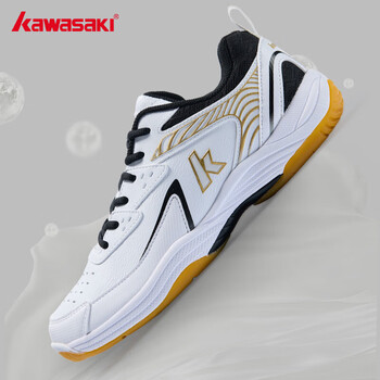 川崎（KAWASAKI）羽毛球鞋男款女士稳定耐磨减震专业运动鞋B3329 白黑 36