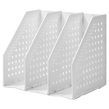 得力（deli） TB505 三联可折叠桌面书立架 桌上收纳书架书籍挡靠文件框 书籍资料收纳神器 白色2个装