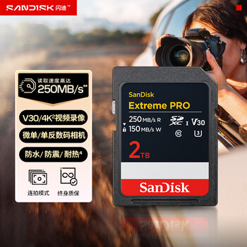 闪迪(SanDisk)2TB SD内存卡 4K V30 U3 C10 相机存储卡 读速250MB/s 写速150MB/s 微单/单反数码相机内存卡 闪迪(SanDisk)2TB SD内存卡 4K V30 U3 C10 相机存储卡 读速250MB/s 写速150MB/s 微单/单反数码相机内存卡