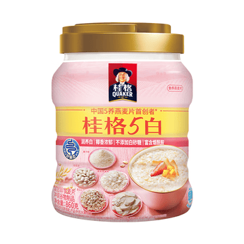 桂格（QUAKER）5白混合即食燕麦片860克 添加茯苓 添加薏苡仁 富含烟酰胺
