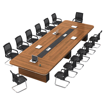 圣黎加厚会议桌长桌培训桌椅组合办公桌 4米+14椅