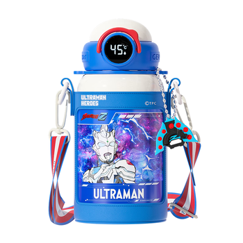 格米（germ）奥特曼儿童保温杯智能数显学生杯子大容量吸管水杯500ML泽塔白