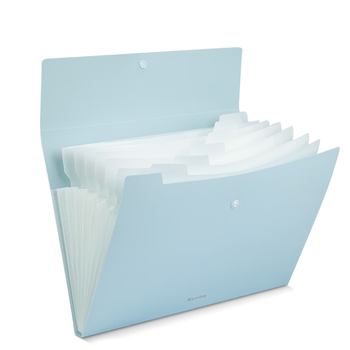 得力（deli）乐素系列 8格按扣多层文件夹风琴包 学生试卷资料收纳 办公用品文件保护简约时尚 天蓝72456