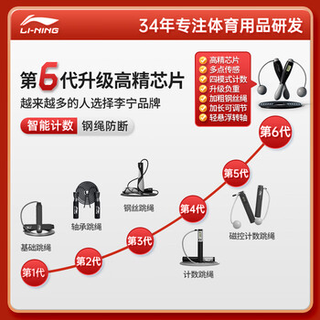 李宁（LI-NING）跳绳无绳成人计数无线负重减肥钢丝中小学生儿童中考考试燃脂专用