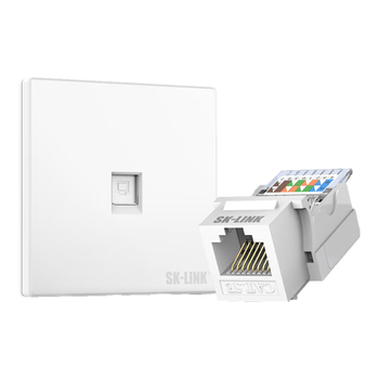 SK-LINK 六类千兆网络面板带模块套装 Cat6非屏蔽免打信息模块网口插座 RJ45单口86型电脑网线面板套装