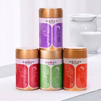 天福茗茶组合茶叶 大红袍正山红茶铁观音普洱茶250g罐装组合茶礼送礼
