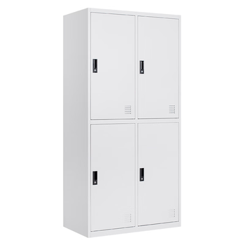 洛克菲勒灰白色全钢4门更衣柜铁皮柜办公员工衣柜高1850宽900深500