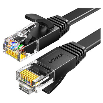 绿联(UGREEN) 六类网线 千兆网络宽带线 CAT6类家用电脑监控扁平网线 8芯双绞成品跳线 3米 黑色50175