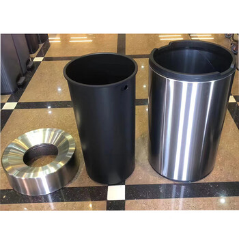 南北客不锈钢垃圾桶立式圆形座地果皮桶 50*85