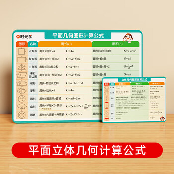 时光学【时光学】小学数学常用公式卡平面立体几何计算共2张1-6年级通用基础知识卡片