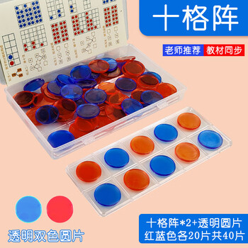 舜江25mm小圆片塑料计数 一年级数学教具 十格阵教学 老师推荐教材同步 透明十格阵2块+圆片40片