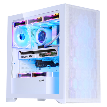 先马（SAMA）朱雀6 白色 游戏电脑主机箱 前板网孔/玻璃侧透/235mm宽体/支持背插式主板、410mm显卡、360水冷位