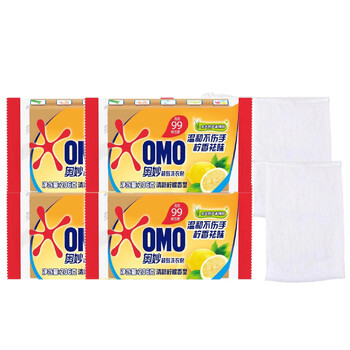 奥妙（OMO） 超效洗衣皂清新柠檬206g*4块+起泡网*2 温和不伤手 新旧随机