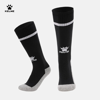 卡尔美（KELME）儿童足球袜长筒青训高筒足球袜子防滑透气专业训练球袜 黑白