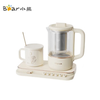 小熊迷你小气泡养生壶 烧水壶电水壶煮茶壶 保温加热杯垫 降噪轻音 YSH-D08Q1 玻璃炖盅+不锈钢滤网 RY