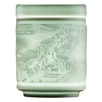 金镶玉景德镇茶叶罐 黄守良手作便携家用茶罐密封罐储存罐 清明上河图