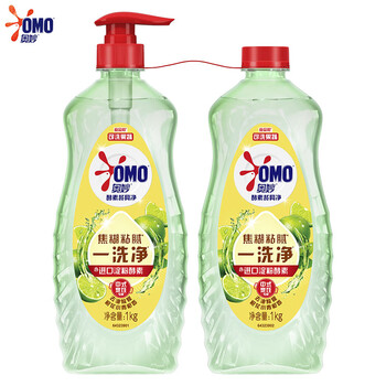 奥妙（OMO） 酵素餐具净 橙花小青柑香型双瓶装(2X1KG) 去油净味不伤手洗洁精